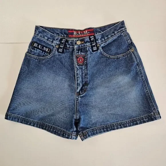 Vintage‎ Bum Equipment Denim Blue Jean Shorts High Rise 90s Y2K Women's Size 27" - Picture 11 of 12